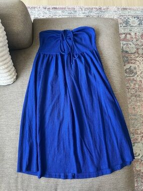 H&M Royal Blue Strapless Maxi Skirt with Drawstring